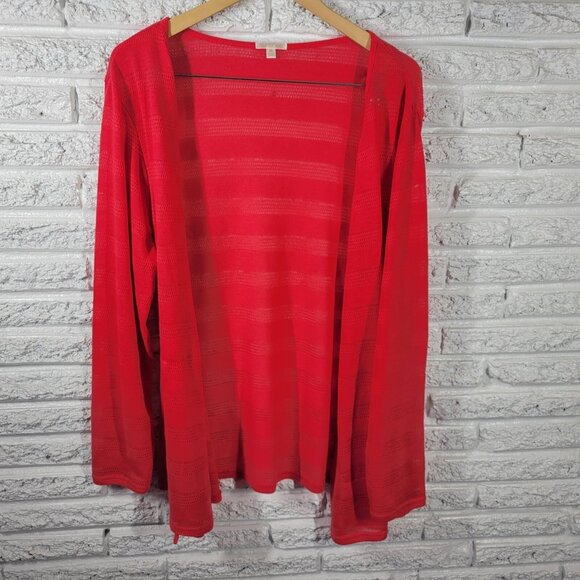 North Crest Women Top 2X Plus Cardigan Open Duster Pink Lightweight Sheer Knit - Picture 1 of 8